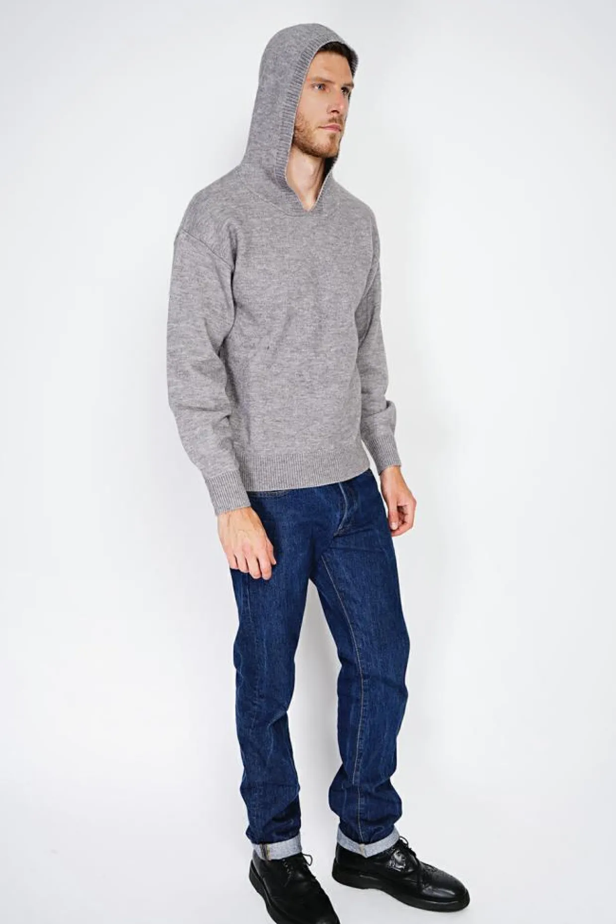 Pull large à capuche en Cachemire mélangé flanelle-C&Jo Outlet