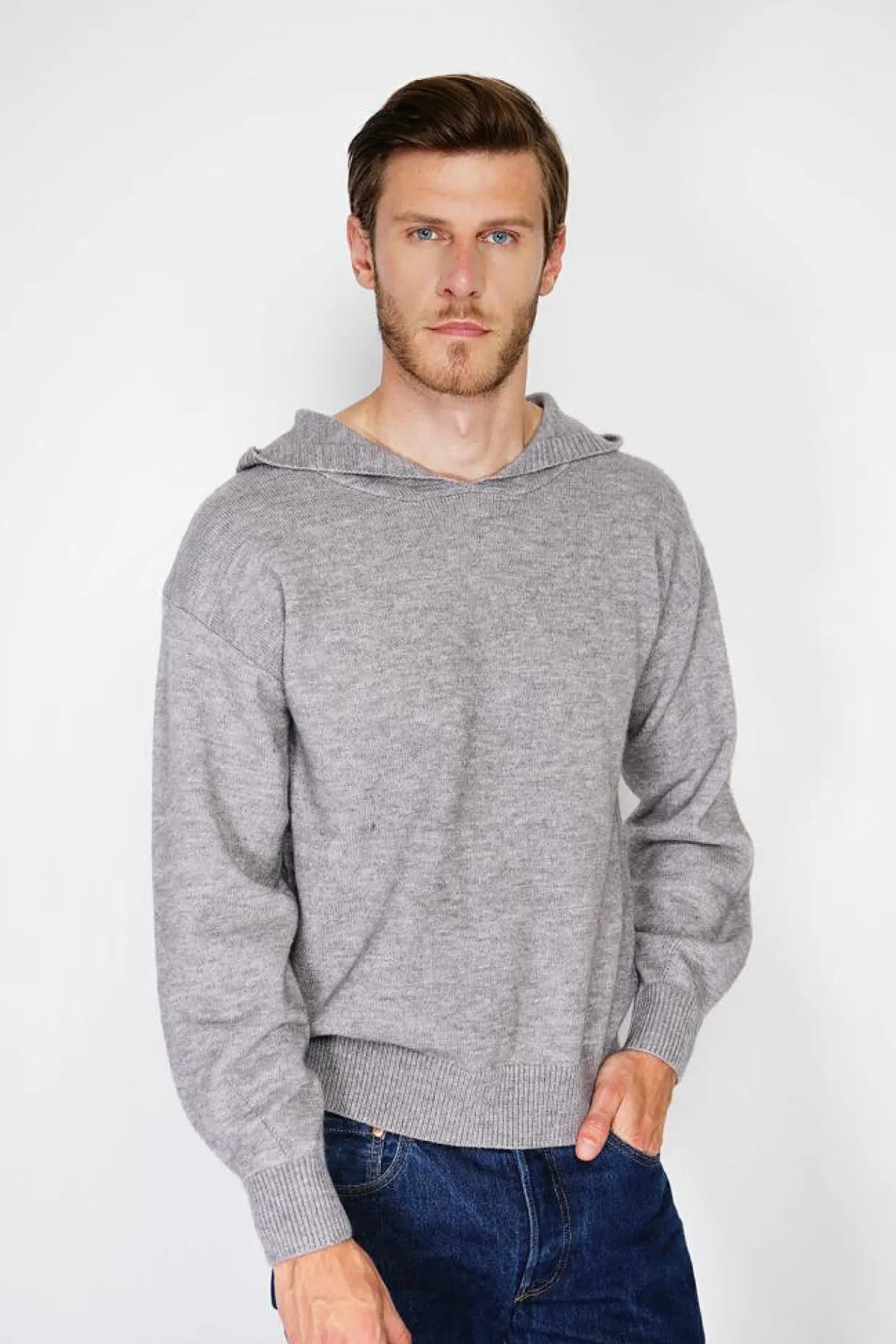 Pull large à capuche en Cachemire mélangé flanelle-C&Jo Outlet