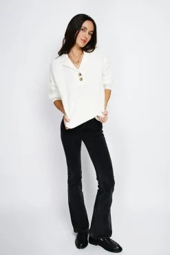 Femme Assuili Pulls^Pull large en Cachemire mélangé col polo naturel