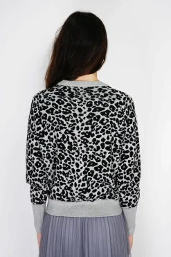 Femme Assuili Pulls^Pull large en Cachemire mélangé col rond léopard noir