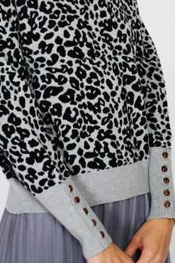 Femme Assuili Pulls^Pull large en Cachemire mélangé col rond léopard noir