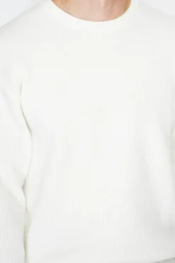 Pull large en Cachemire mélangé ras du cou à côtes naturel-C&Jo Best