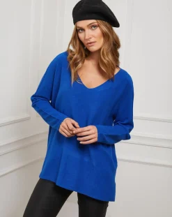 Pull Linoi bleu roi-Fleur de cachemire New