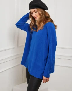 Pull Linoi bleu roi-Fleur de cachemire New