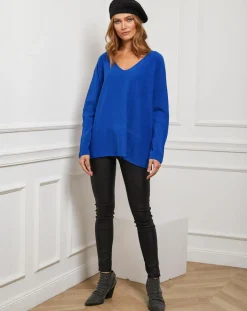Pull Linoi bleu roi-Fleur de cachemire New