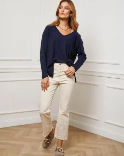 Femme Fleur de cachemire Pulls^Pull Linoi marine