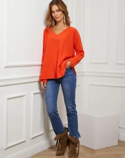 Pull Linoi orange-Fleur de cachemire