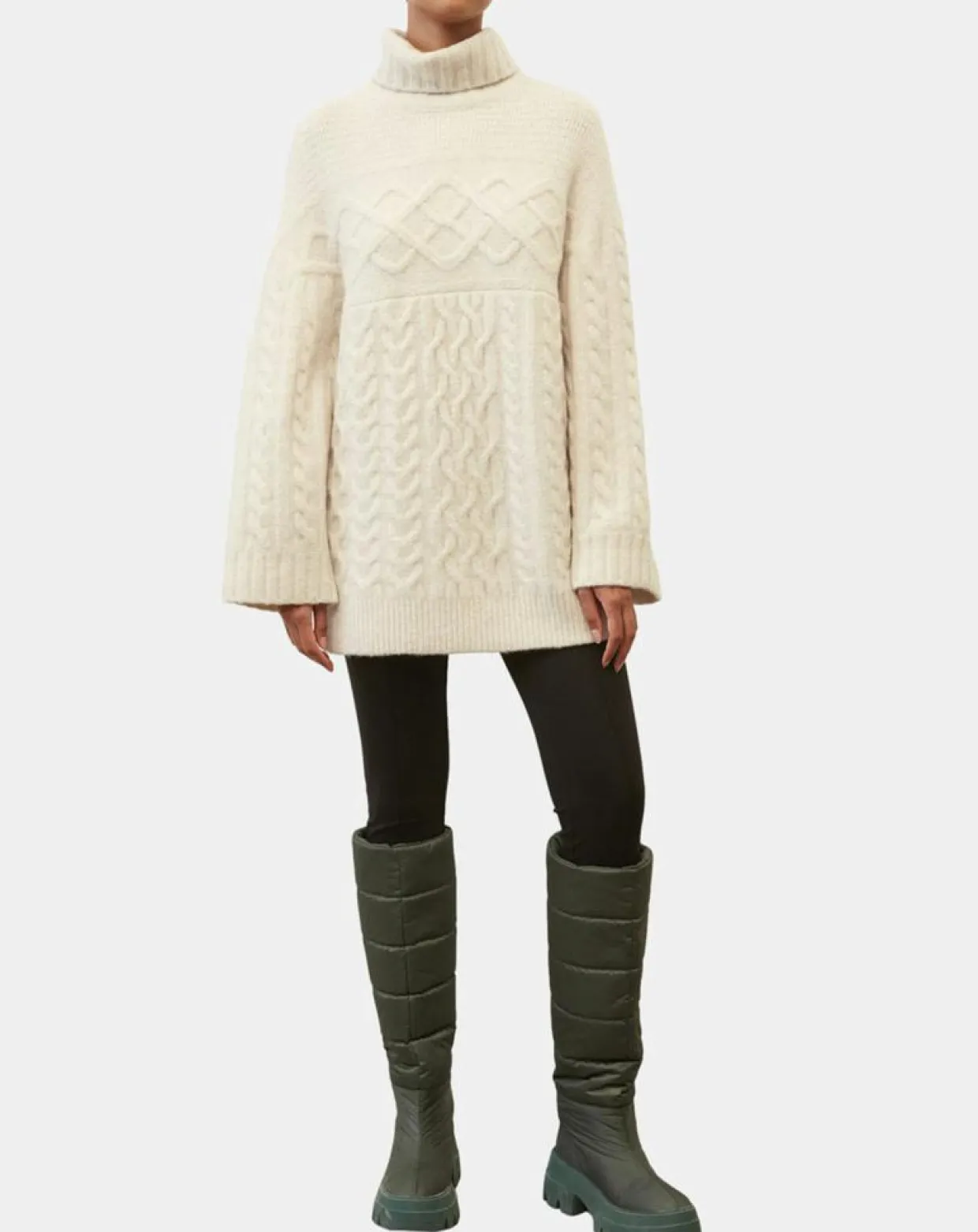 Pull long en Laine mélangée torsades écru-Marc O'Polo Discount