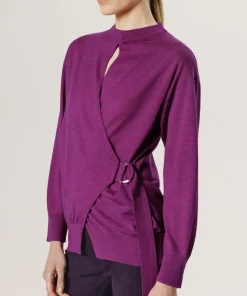 Pull Madeleine 100% laine cache-coeur rose fuchsia-Rodier Online