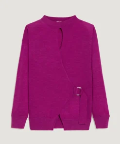 Pull Madeleine 100% laine cache-coeur rose fuchsia-Rodier Online