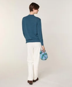 Femme Rodier Pulls^Pull Marie-Angèle 100% laine col montant Cotelé bleu denim