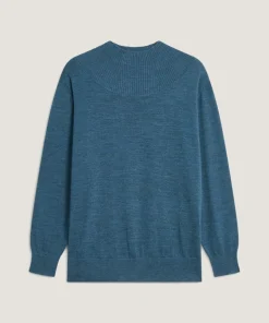 Femme Rodier Pulls^Pull Marie-Angèle 100% laine col montant Cotelé bleu denim