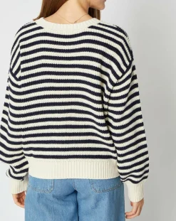 Femme An'ge Pulls^Pull marinière Jeanne en Laine mélangée écru/marine