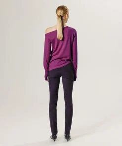 Pull Mauricette 100% laine épaule nue asymétrique rose fuchsia-Rodier Sale