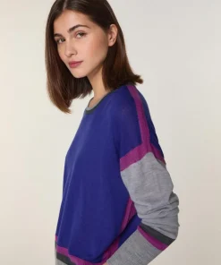 Femme Rodier Pulls^Pull Nattie 100% laine col rond géométrique bleu outremer