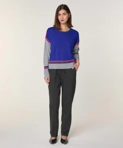 Femme Rodier Pulls^Pull Nattie 100% laine col rond géométrique bleu outremer