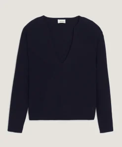 Pull Perséphone en laine col V profond noir-Rodier Sale