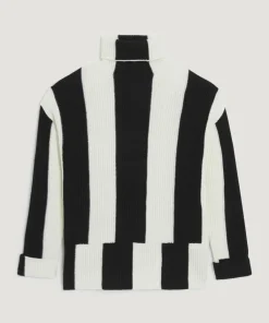 Femme Rodier Pulls^Pull Pervenche en laine bicolore col montant noir