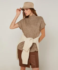 Pull Phoebe col roulé sans manches marron-Rodier Clearance