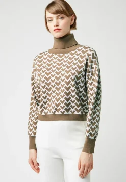 Femme Rodier Pulls^Pull Pilar court jacquard col roulé marron camel