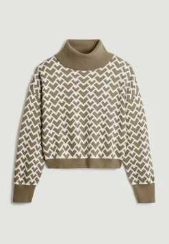 Femme Rodier Pulls^Pull Pilar court jacquard col roulé marron camel