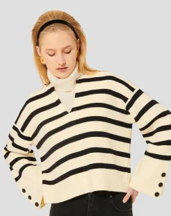 Femme Tara Jarmon Pulls^Pull Plongeoir écru/noir