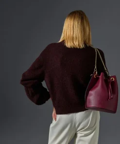 Pull Plume col manches bouffantes rouge bordeaux-Rodier Best