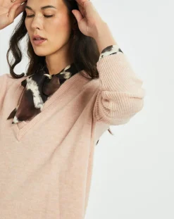 Pull Plume double col rose pâle-Lauren Vidal Best