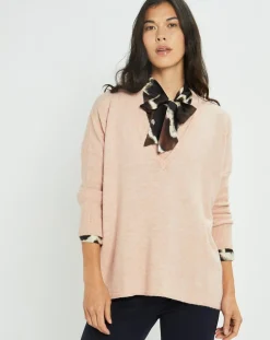 Pull Plume double col rose pâle-Lauren Vidal Best