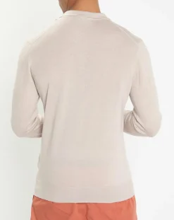 Homme Hackett London Pulls^Pull polo en Laine & Soie beige
