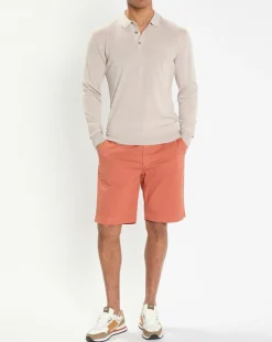 Homme Hackett London Pulls^Pull polo en Laine & Soie beige