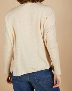 Femme Cashmere Tribu Pulls^Pull poncho 100% Cachemire Alizée col rond beige chiné