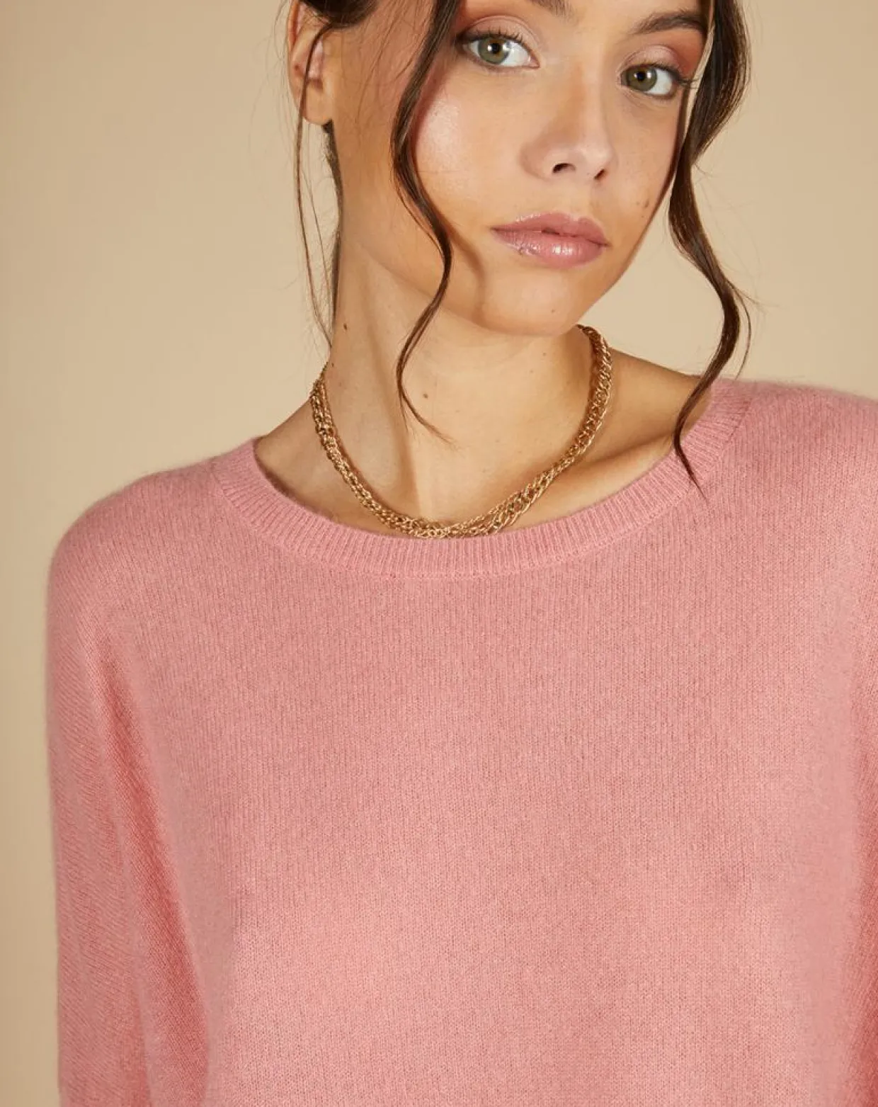 Femme Cashmere Tribu Pulls^Pull poncho 100% Cachemire Alizée col rond bois de rose