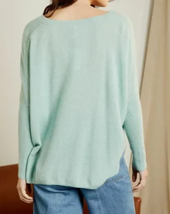Pull poncho 100% Cachemire Axelle Col V amande-Miss Cashmere Outlet