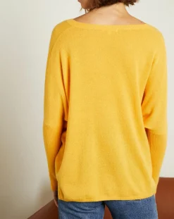 Femme Miss Cashmere Pulls^Pull poncho 100% Cachemire Axelle Col V moutarde