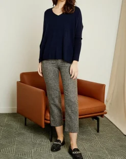 Pull poncho 100% Cachemire Axelle Col V bleu marine-Miss Cashmere Discount