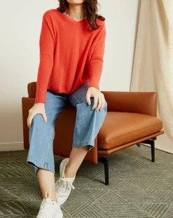 Femme Miss Cashmere Pulls^Pull poncho 100% Cachemire Axelle Col V corail