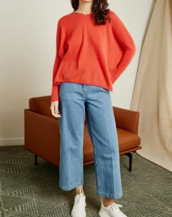 Femme Miss Cashmere Pulls^Pull poncho 100% Cachemire col V Chloé à bande cocktail/bleu marine