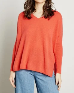 Femme Miss Cashmere Pulls^Pull poncho 100% Cachemire col V Chloé à bande cocktail/bleu marine