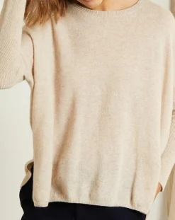 Femme Miss Cashmere Pulls^Pull poncho 100% Cachemire Elisabeth Col rond beige chiné