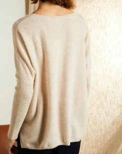 Femme Miss Cashmere Pulls^Pull poncho 100% Cachemire Elisabeth Col rond beige chiné