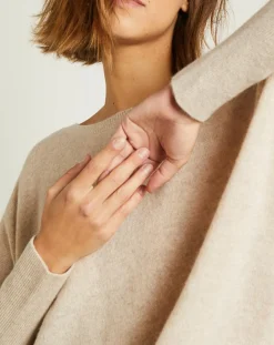 Femme Miss Cashmere Pulls^Pull poncho 100% Cachemire Elisabeth Col rond beige chiné