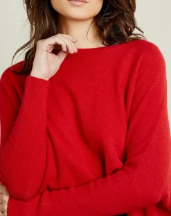 Pull poncho 100% Cachemire Elisabeth Col rond sangria-Miss Cashmere Best