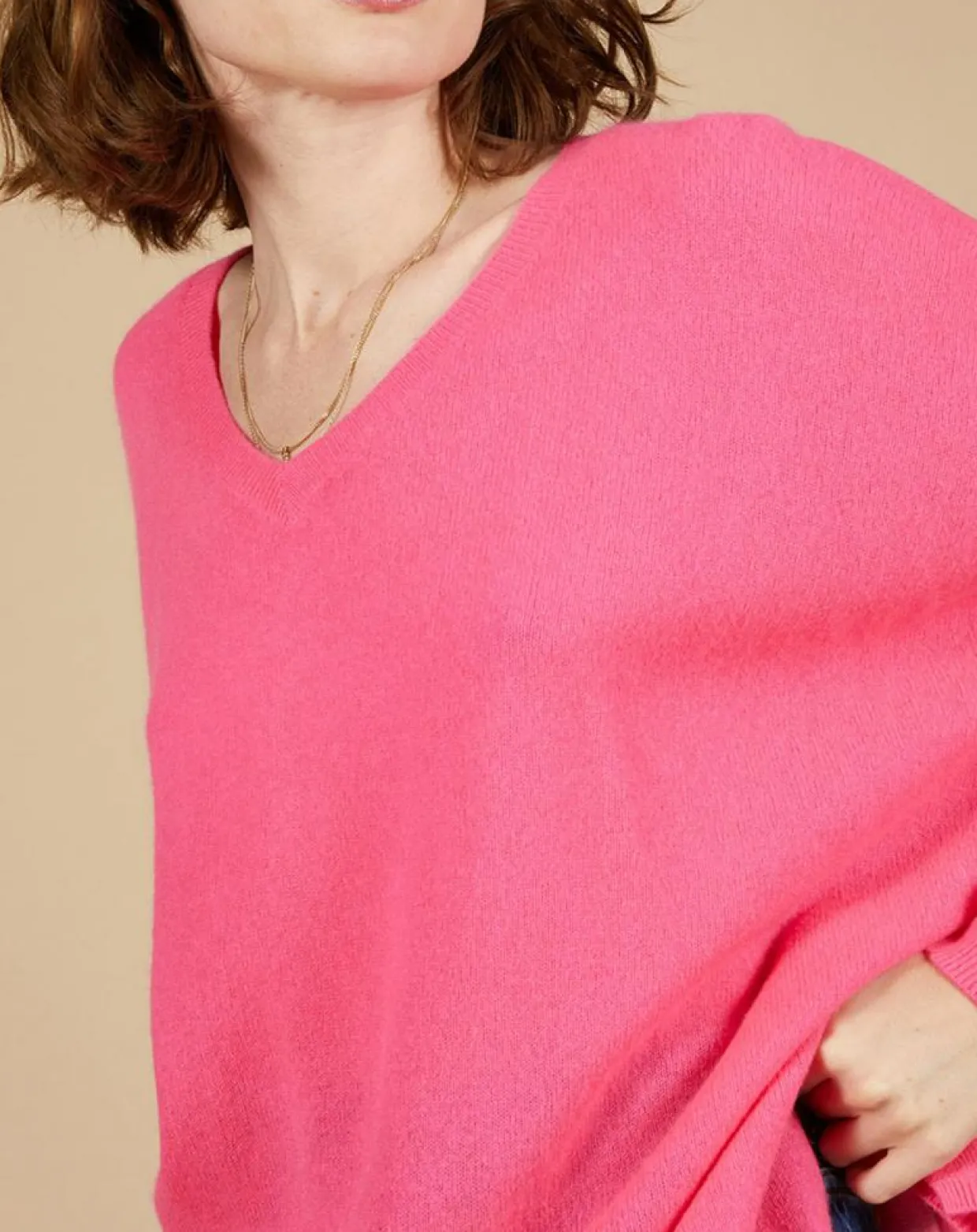 Pull poncho 100% Cachemire Emma col V tulipe-Cashmere Tribu Discount