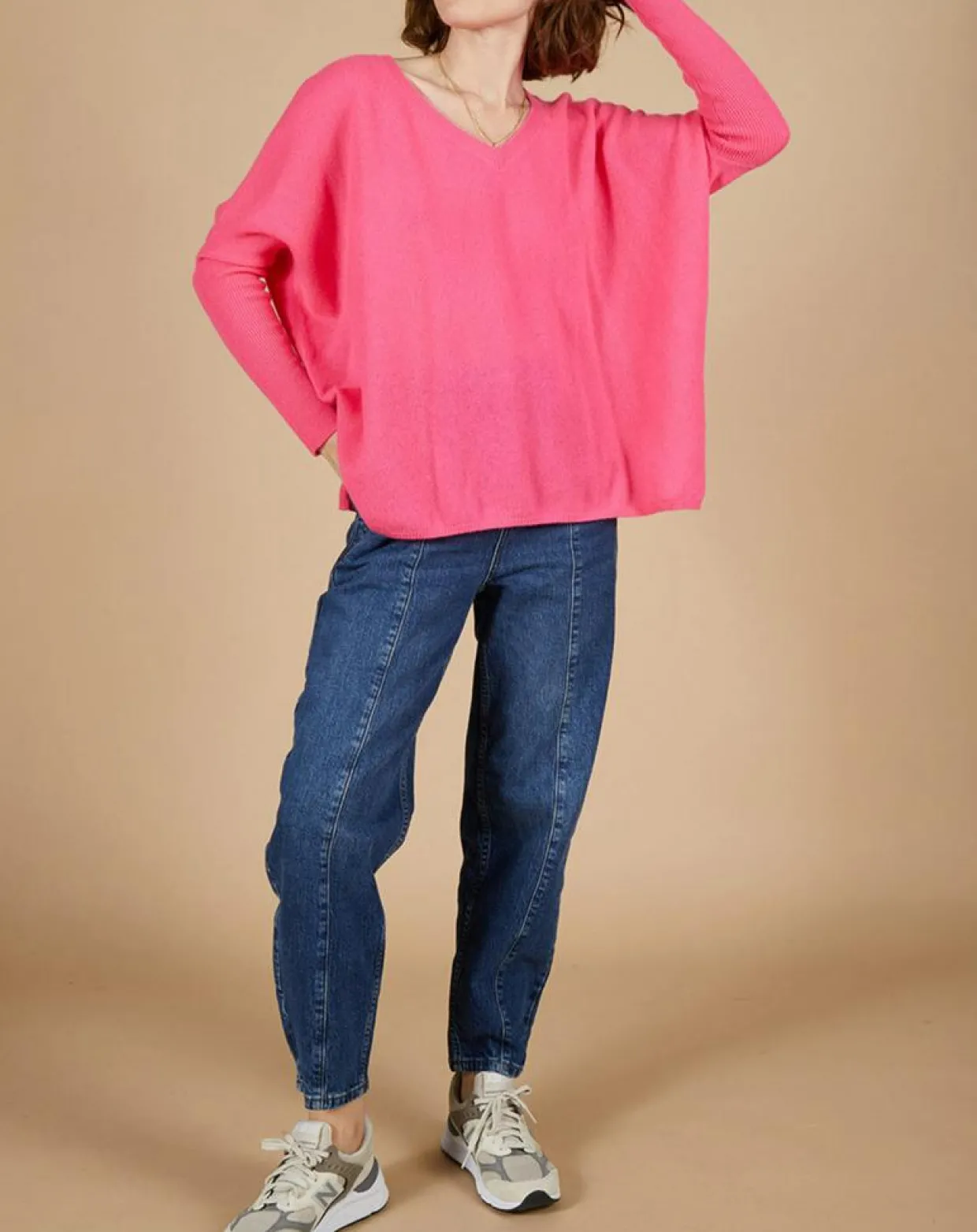 Pull poncho 100% Cachemire Emma col V tulipe-Cashmere Tribu Discount