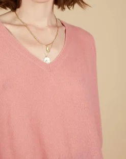 Femme Cashmere Tribu Pulls^Pull poncho 100% Cachemire Emma col V bois de rose