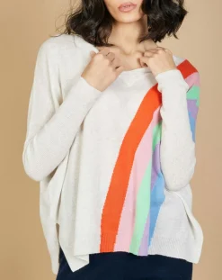 Femme Cashmere Tribu Pulls^Pull poncho 100% Cachemire Intarsia Soleil col V nuage