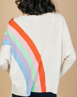 Femme Cashmere Tribu Pulls^Pull poncho 100% Cachemire Intarsia Soleil col V nuage