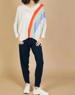 Femme Cashmere Tribu Pulls^Pull poncho 100% Cachemire Intarsia Soleil col V nuage
