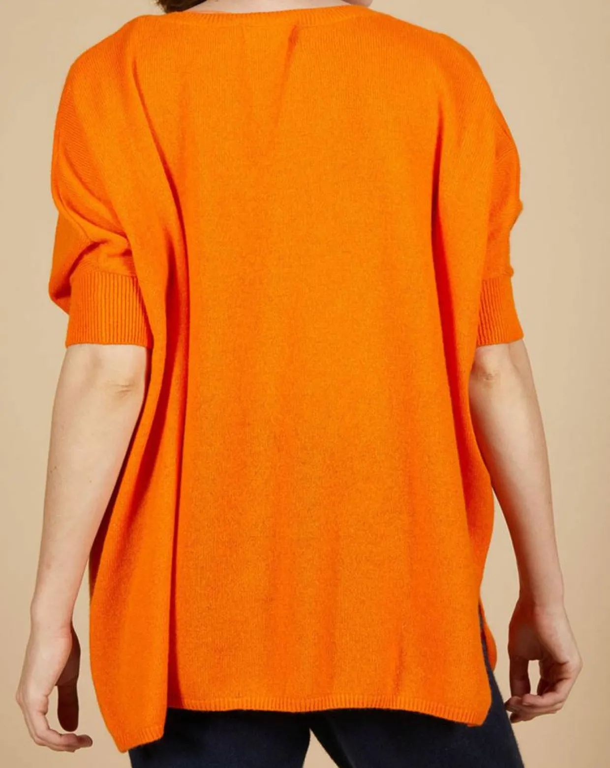 Pull poncho 100% Cachemire Kelly col V manches courtes mangue-Cashmere Tribu Best